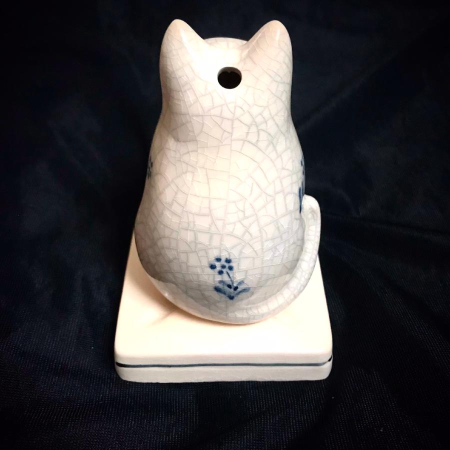 ねこ香炉 日本香堂 お香入れ 陶器製 墨貫入 猫型インテリア お香立て