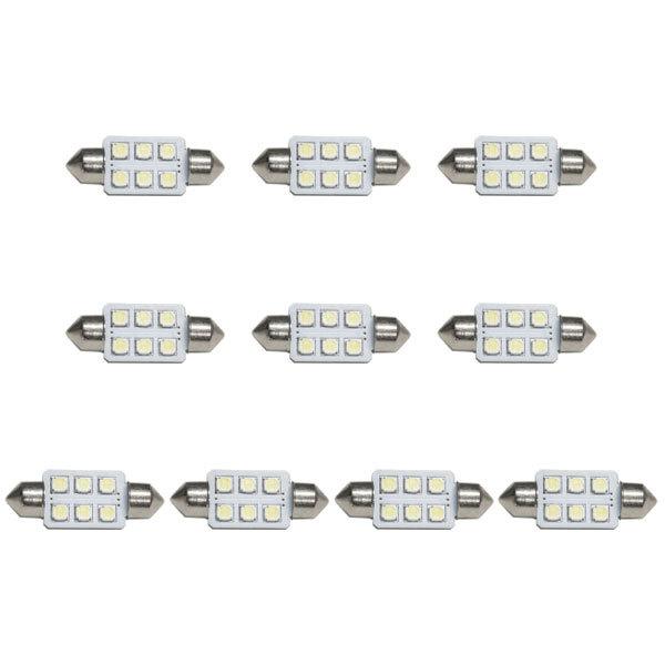 10個セット●● 12V SMD6連 T10×37mm LED 電球 ICキャンセラー カンバス内蔵 ホワイト
