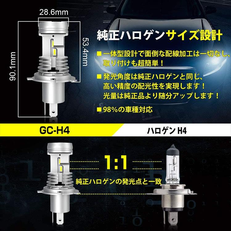 日本光軸仕様 H4 LEDヘッドライト Hi/Lo 6800LM 40W 6500ケルビン 車検対応 防水カバー対応｜okshop2010｜03