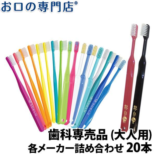 歯ブラシ 厳選歯ブラシセット 永久歯列期(顎の成熟期) × 20本 歯科専売品  福袋 お得な歯ブラシ お試しセット メール便送料無料【２色以上のアソート】｜okuchi