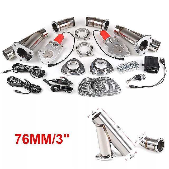 Inch 車 電気 ステンレス Y パイプ ダブル排気制御 バルブ 切り抜き キット 1 リモコン 制御