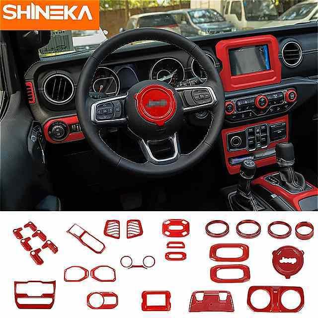 保証書付 Shineka 車 内装 モール ディング キット 赤 カーボン ファイバー キット Stiker 18 ジープ ラングラー のため J 送料無料 Turningheadskennel Com