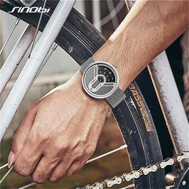 トレンド Sinobi ファッション クリエイティブ 男性 メッシュ 鋼 ストラッ プレート クォーツ ダイヤル 44ミリメートル 腕時計 ステンレス  メンズ腕時計