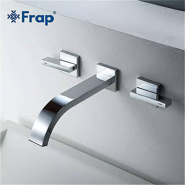 Frap 壁掛け 隠さ 洗面器 の 蛇口 クローム 温水 と 冷水 浴室 の 蛇口 の シンク ダブル ハンドル タップ 3 本 セット Y