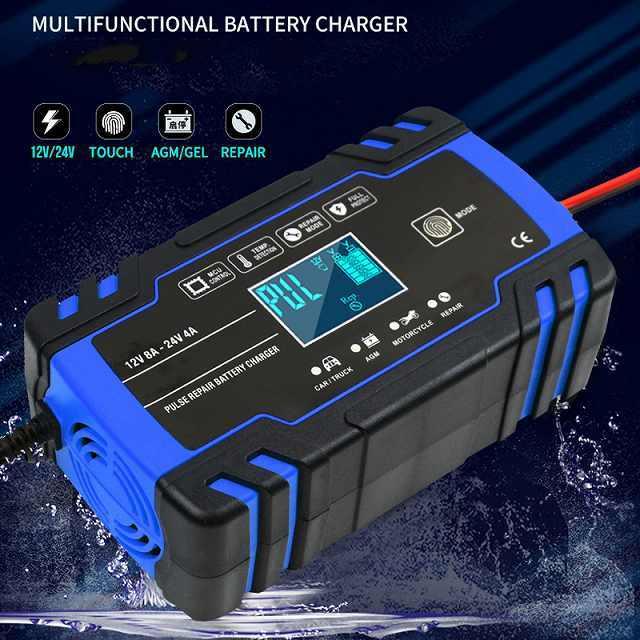 全 自動車 の バッテリー 充電 器 12 v 8A 24 v 4A のための急速 充電 agm gel ウェット鉛蓄電池 充電 器 lcd