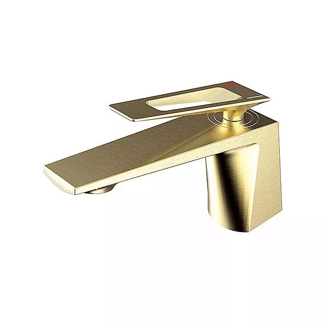 浴室 洗面器 ミキサー 単穴 デッキ 温水 と 冷水 ミキサー 蛇口 マット ブラック / クローム / ブラッシュ ゴールド