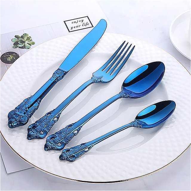 24 個西洋 食器 304 ステンレス鋼色セット 旅行 結婚式 ホテル エンボス加工 と フォーク 4 ピース 食器 食器 個西洋 ステンレス鋼色セット 旅行 結婚式 ホテル エンボス加工 と フォーク ピース