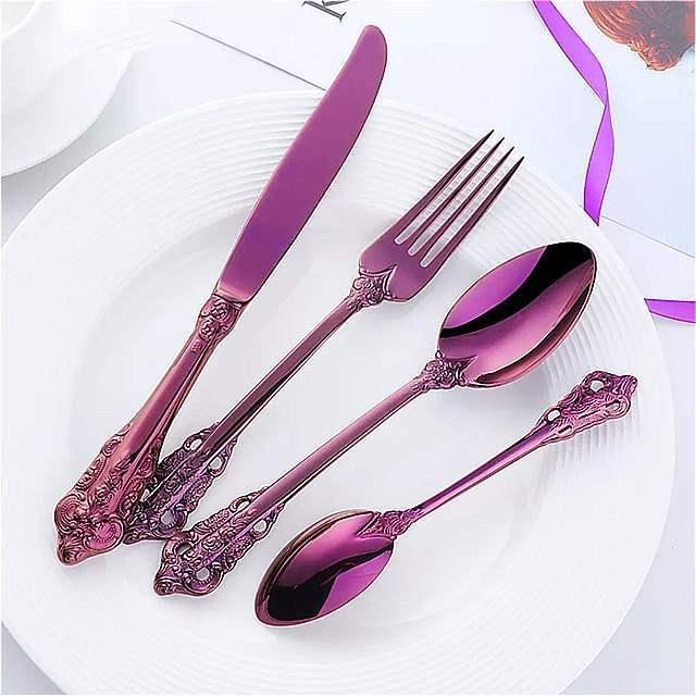 24 個西洋 食器 304 ステンレス鋼色セット 旅行 結婚式 ホテル エンボス加工 と フォーク 4 ピース 食器 食器 個西洋 ステンレス鋼色セット 旅行 結婚式 ホテル エンボス加工 と フォーク ピース