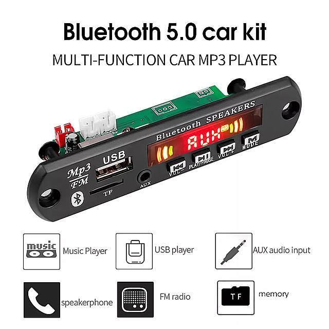 Kebidu- ハンズフリー mp3 プレーヤー デコーダ カー ド 5v 12v Bluetooth 5.0 6w カー アンプ モジュー