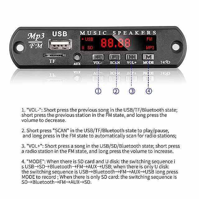Kebidu 車の コントロールモジュール Mp3プレーヤー Wma Wa 12v Bluetooth なし Usb Tf Fm モジュー Okumay 通販 Yahoo ショッピング