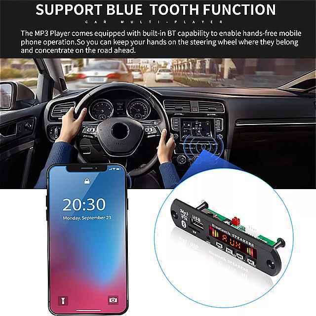 車 の mp3 プレーヤー モジュール ハンズフリー 通話 カラー ディスプレイ v5.0 Bluetooth デコーダ カー ド 録音