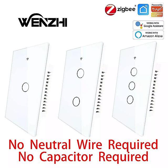 タッチ 壁 スイッチ zigbee 3.0 米国 ライト コントロール なし 中立 コンデンサ チュウヤ スマートライフ リモート ale
