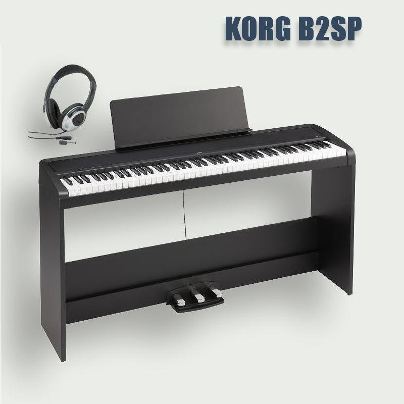 電子ピアノ 88鍵盤 後払い手数料無料 KORG B2SP BK コルグ 専用スタンド 爆買い！ 付属 電子ピアノカバー 数量限定 3本ペダルユニット ヘッドホン
