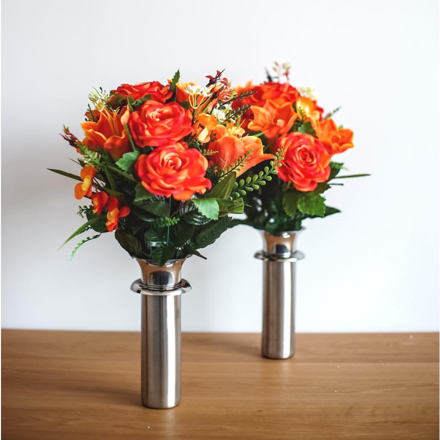 赤バラ 1対 買い物 固定用スポンジ付 造花 仏花 オクノecショップ お墓参りに お彼岸 お盆