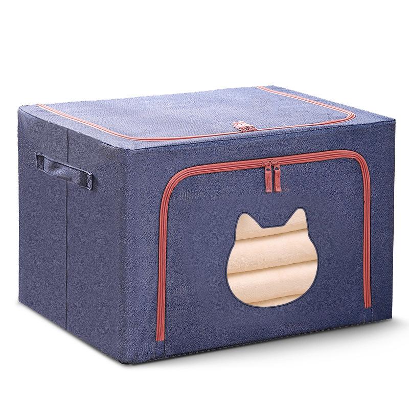 猫窓収納ボックス 2個セット 66L 送料無料 窓付き 収納 ボックス 50×40×33cm 猫型 前開き 折りたたみ ワイヤー入り 積み重ね 布 大容量 衣類 かわいい 猫 ねこ｜okunohosomiti｜11