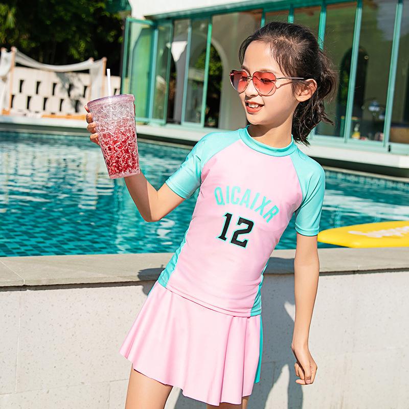 スクール水着 女の子水着 2点セット 競技水着 キッズ ラッシュガード 小学生 中学生 日焼け防止 プール スカート スイミング みずぎ 子ども水着 水泳 おしゃれ Kids 奥の細道 通販 Yahoo ショッピング