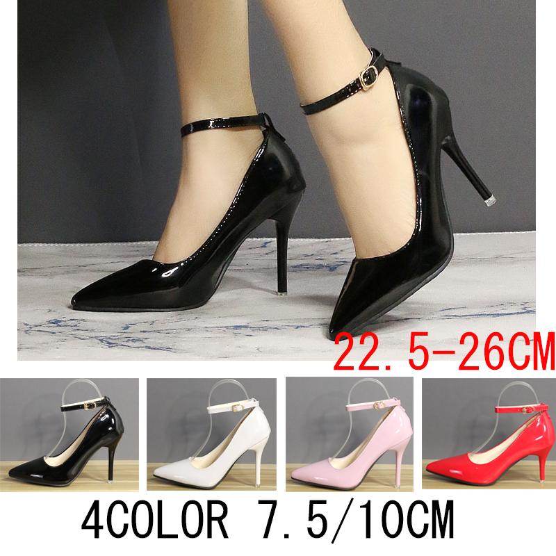 パンプス 痛くない 結婚式 パーティー 春 秋 7 5cm 10cmヒール エナメル レディース 靴 アンクルストラップパンプス 同窓会 謝恩会 ポインテッドトゥ ハイヒール Lady 奥の細道 通販 Yahoo ショッピング