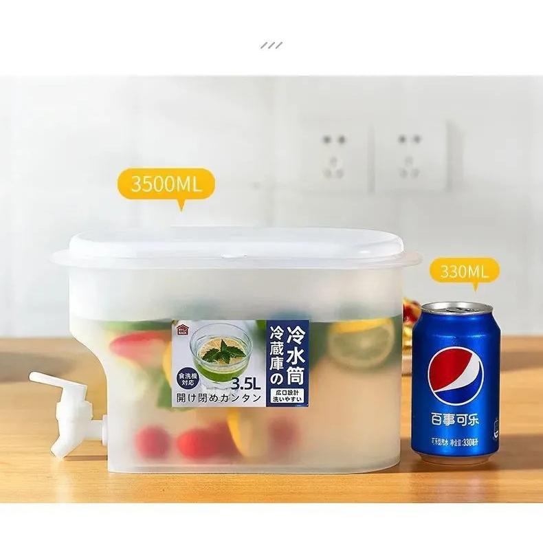 送料無料 横置き式冷水筒 蛇口付き ウォーターサーバー 冷蔵庫ケトル 3 5l 水差し Pp材質 家族 大容量の氷水3 5リットル おしゃれ 冷水ポット 一人暮らし 人気ショップが最安値挑戦 透明