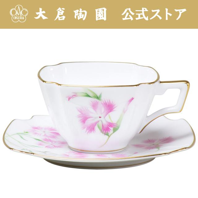 【大倉陶園直営店】 【手描き】茶花シリーズ「撫子」 カップ＆ソーサー 日本製 :108c-e154:大倉陶園 直営オンラインストア - 通販