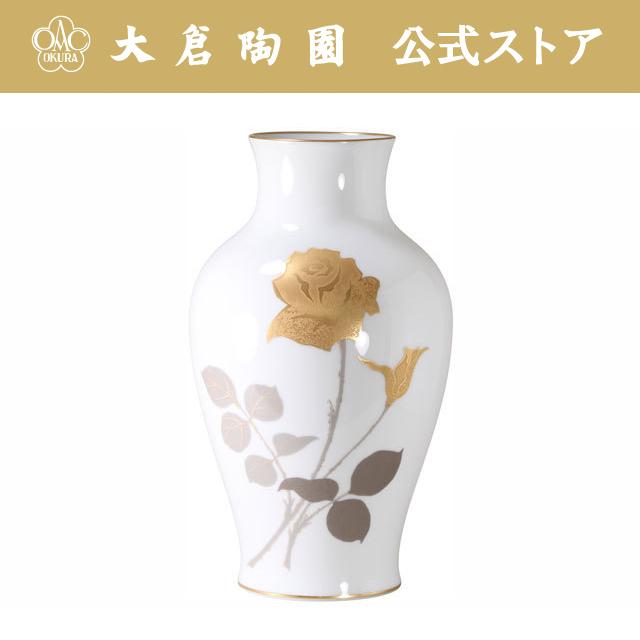 大倉陶園 金蝕バラ 大きめ花器 約36cm 花瓶