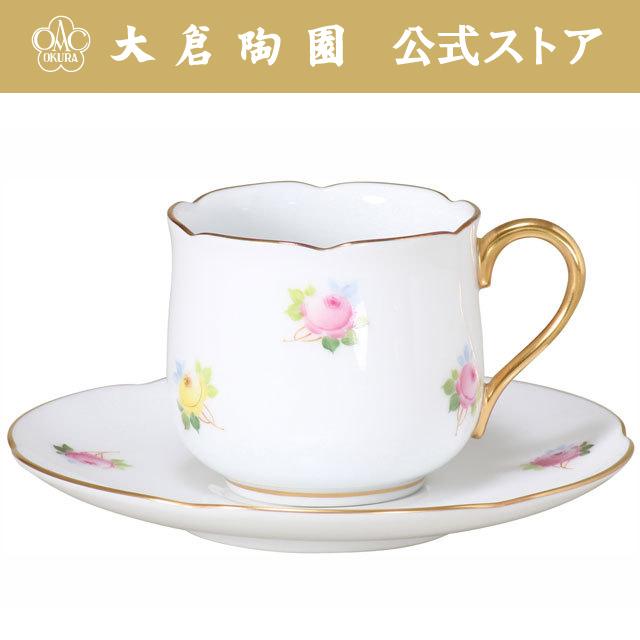 【大倉陶園直営店】　＜直営店限定＞【手描き】小花　デミタスカップ＆ソーサー　日本製｜okuratouen