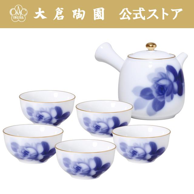 大倉陶園 【大倉陶園直営店】 ブルーローズ 急須揃 日本製 : 大倉陶園