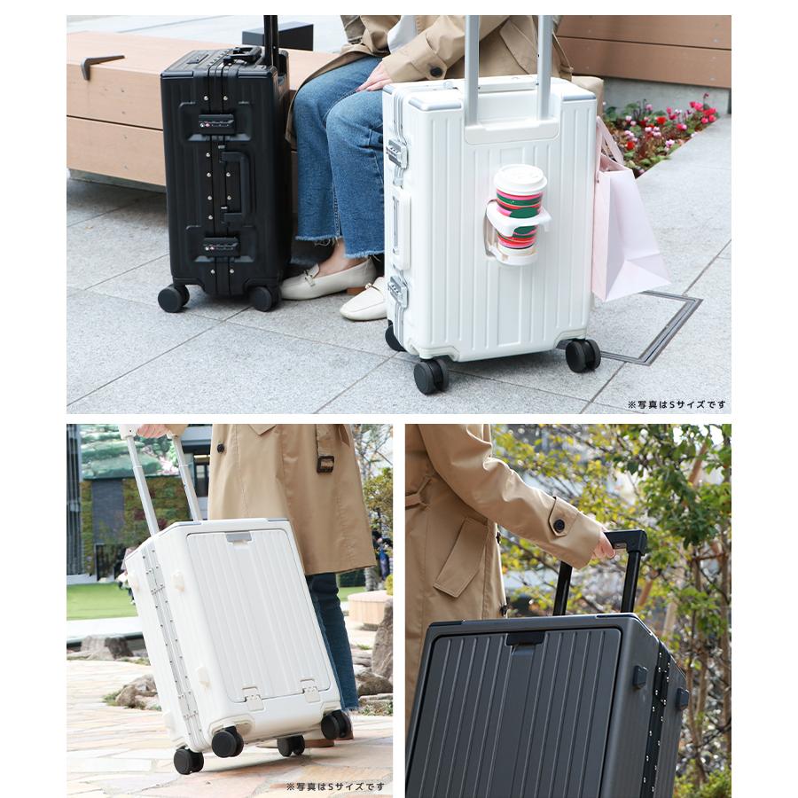 スーツケース フロントオープン Mサイズ キャリーケース 軽量 60L 中型 大型 TSAロック USBポート 多機能 旅行 出張｜okuraya-san-ys｜06