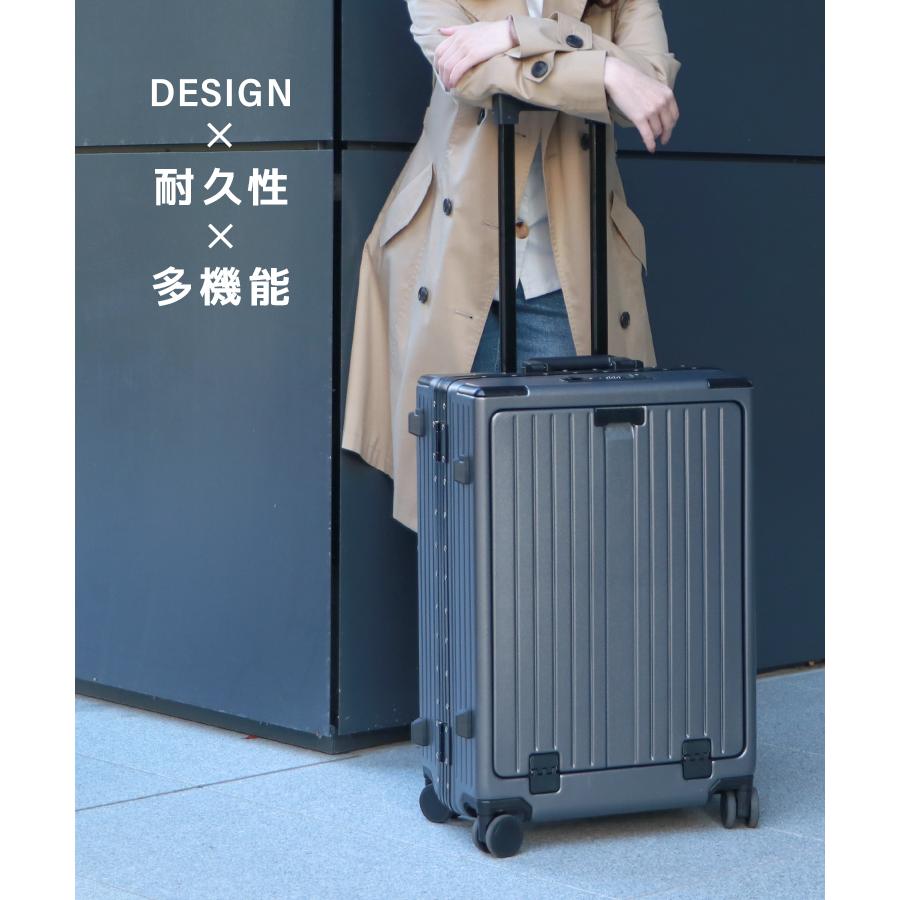 スーツケース フロントオープン Mサイズ キャリーケース 軽量 60L 中型 大型 TSAロック USBポート 多機能 旅行 出張｜okuraya-san-ys｜08