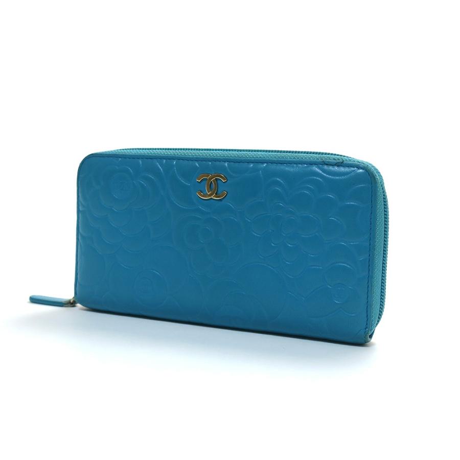 るちぇ♡百貨店購入CHANEL 長財布♡カメリア ラムスキン CHANEL（シャネル） カメリア エンボス 三つ折り 長財布 ラムスキン
