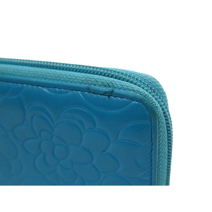 CHANEL（シャネル） カメリア ブルー ラムスキン 長財布 A50085