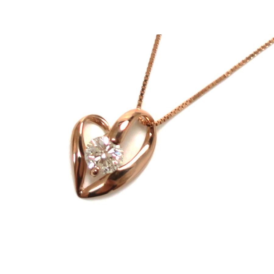 ジュエリー ピンクゴールド ダイヤモンド ハートネックレス ダイヤ0.30ct