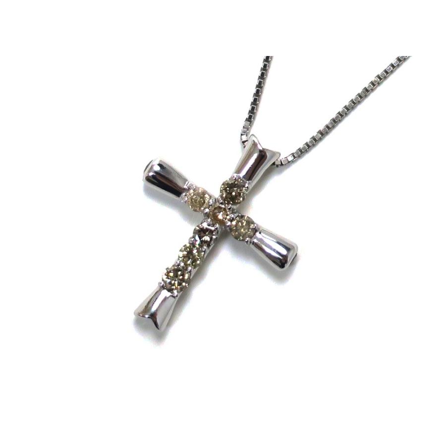 ジュエリー ホワイトゴールド ダイヤモンド クロスネックレス ダイヤ1.00ct
