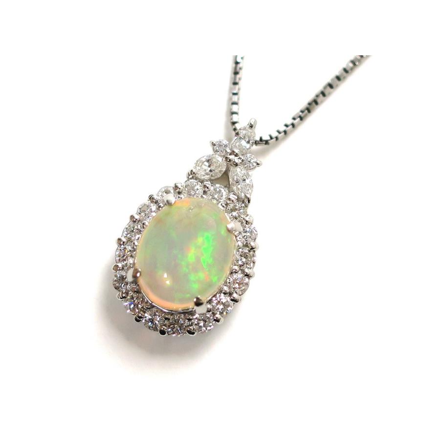 ジュエリー プラチナ オパール ダイヤモンド ネックレス オパール2.26ct