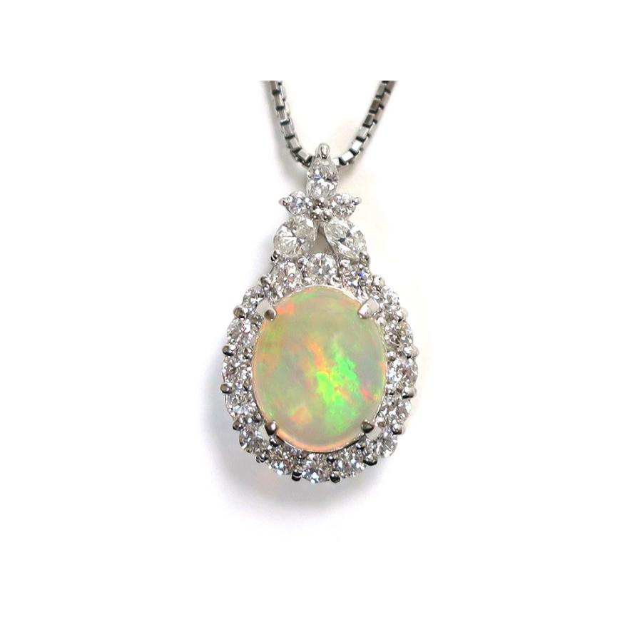 ジュエリー プラチナ オパール ダイヤモンド ネックレス オパール2.26ct
