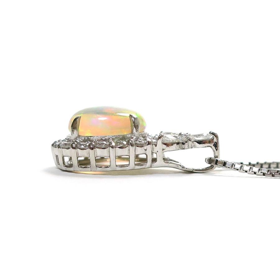 ジュエリー プラチナ オパール ダイヤモンド ネックレス オパール2.26ct