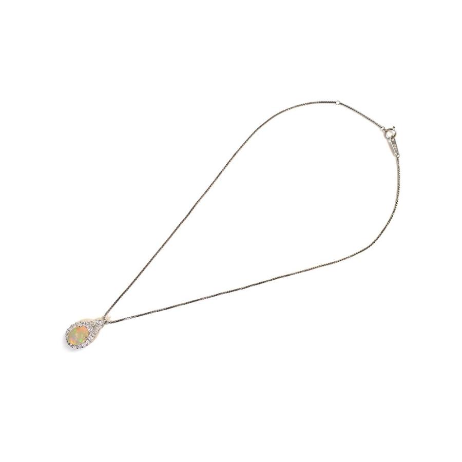 ジュエリー プラチナ オパール ダイヤモンド ネックレス オパール2.26ct