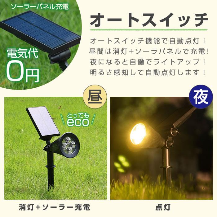 ガーデンライト 2本セット ソーラーライト LED 埋め込み 屋外 室外 庭