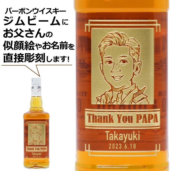 【父の日 専用】名入れ 似顔絵 バーボンウイスキー ジム ビーム 700ml ｜ JIM BEAM ウィスキー バーボン お酒 名前入り プレゼント | ジムビーム | 02