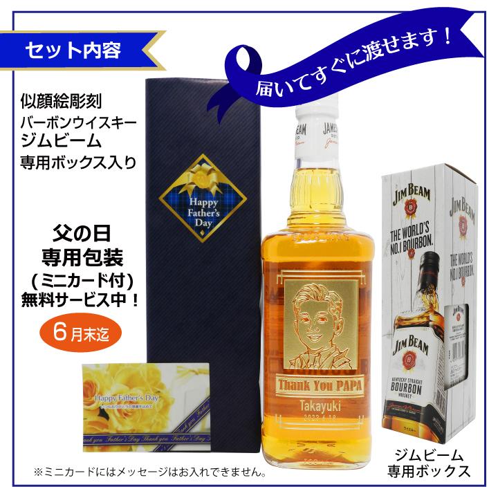 【父の日 専用】名入れ 似顔絵 バーボンウイスキー ジム ビーム 700ml ｜ JIM BEAM ウィスキー バーボン お酒 名前入り プレゼント | ジムビーム | 07