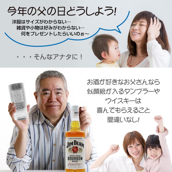【父の日  専用】名入れ 似顔絵 タンブラー 435ml ＆ バーボンウイスキー ジムビーム 700ml セット ｜ JIM BEAM プレゼント | ジムビーム | 01