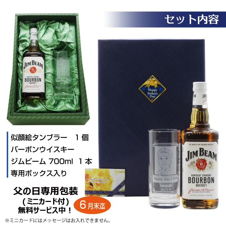 【父の日  専用】名入れ 似顔絵 タンブラー 435ml ＆ バーボンウイスキー ジムビーム 700ml セット ｜ JIM BEAM プレゼント | ジムビーム | 05