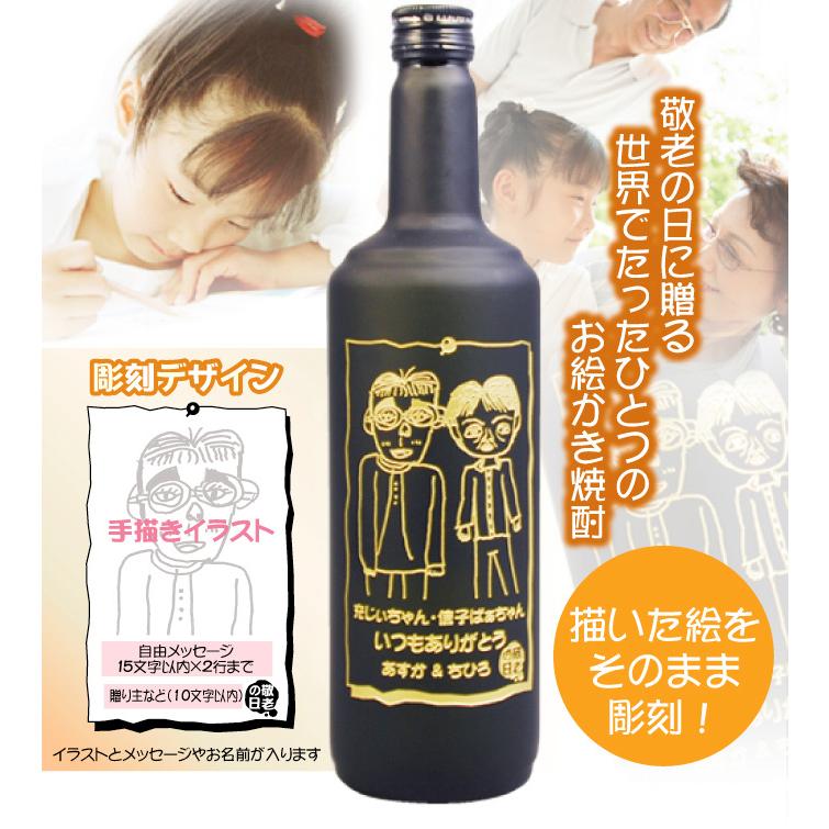 【敬老の日】お孫さんのイラストをそのままボトルに彫刻！「お絵かき焼酎」知心剣720mL |  | 03