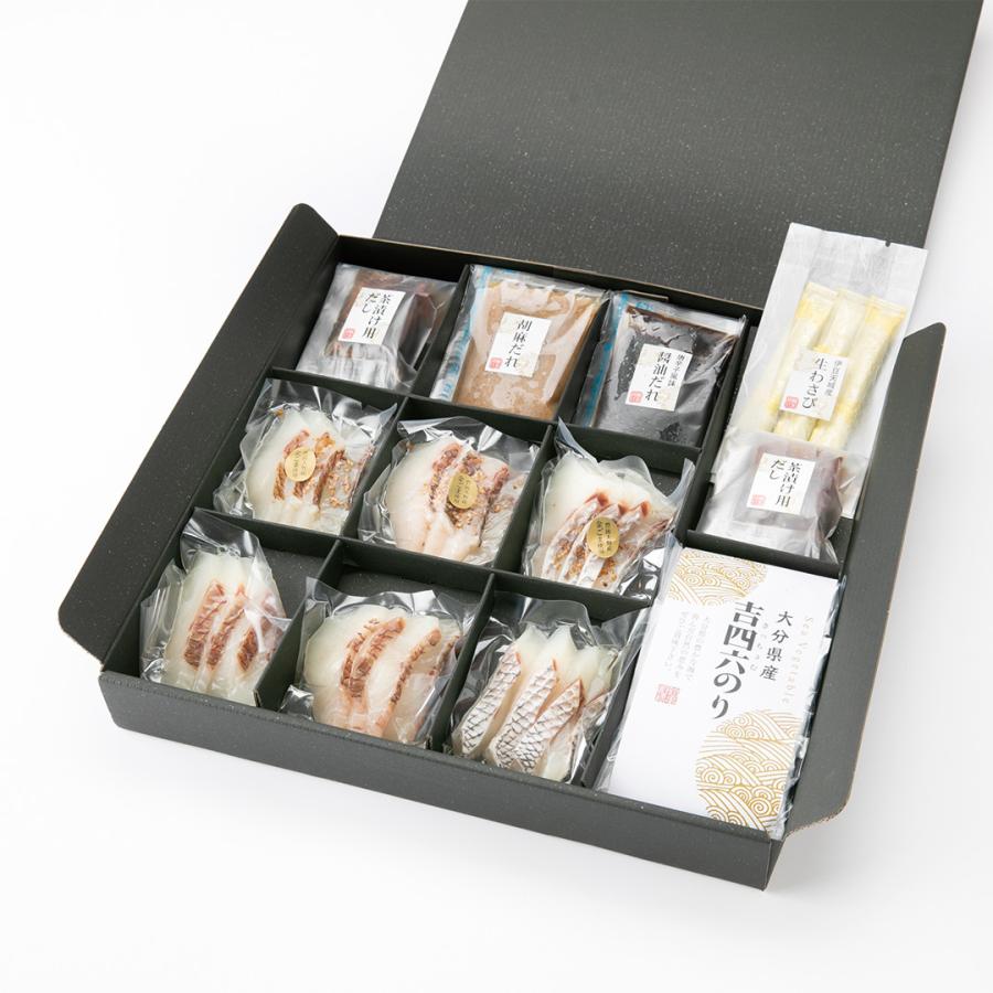 玄界灘の天然真鯛 アキラ鯛茶漬け 天然真鯛4貫・金胡麻のせ天然真鯛4貫・胡麻ダレ・唐辛子風味醤油ダレ・生わさび 各3 ダシ・のり 各6 【産直・メーカー直送品】_2