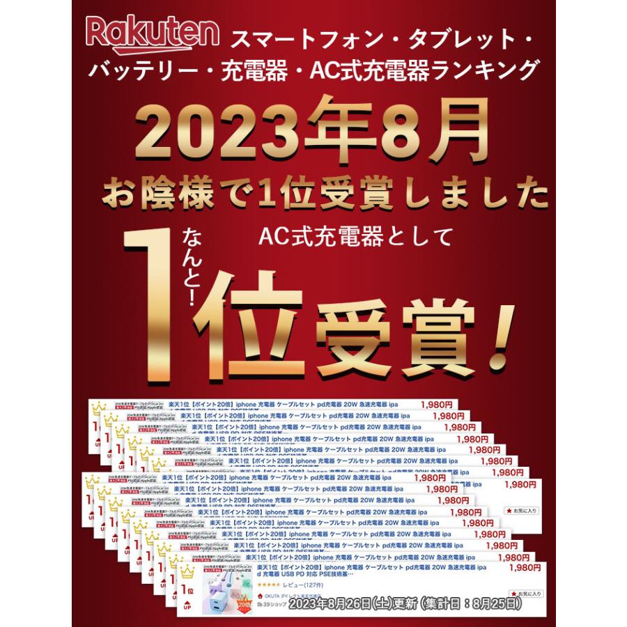 ライトニングケーブル セット ACアダプター iPhone充電器 pd充電器 AC充電器 急速充電器 iPhone 充電 ケーブル コンパクト usb type c スマホ充電器｜okutadriectshop｜02