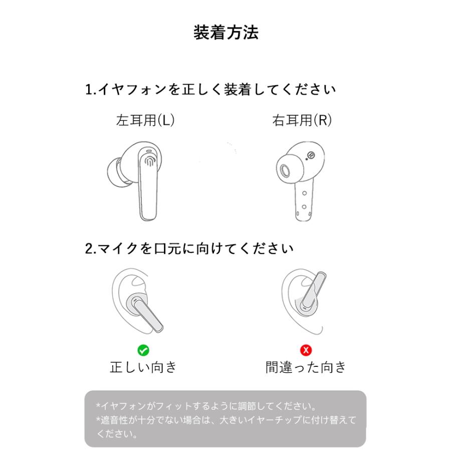 ワイヤレスイヤホン 高音質 ENC Bluetooth5.3対応 bluetooth イヤホン 左右分離型 マイク付き ノイズキャンセリング ワイヤレス｜okutadriectshop｜13