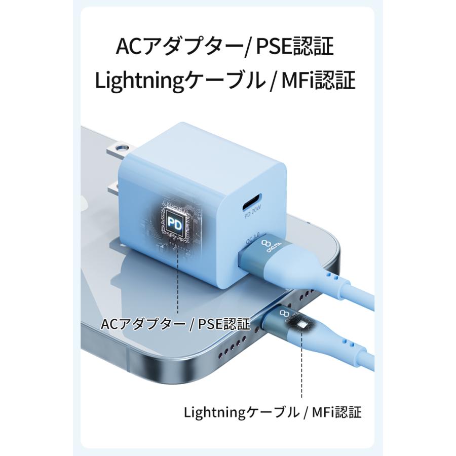 iphone 充電器 ケーブル セット ACアダプター iPhone充電器 pd充電器 AC充電器 急速充電器 PD20W QC3.0 20W コンパクト usb type c スマホ充電器｜okutadriectshop｜06