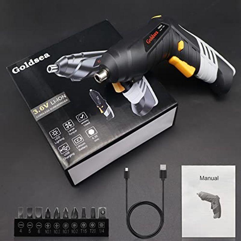 Goldsea 電動ドライバー 小型 4.2V 3.5N.m 正逆転切替 変形 Goldsea 電動ドライバー 小型 4.2V 3.5N.m 正逆転切替 変形