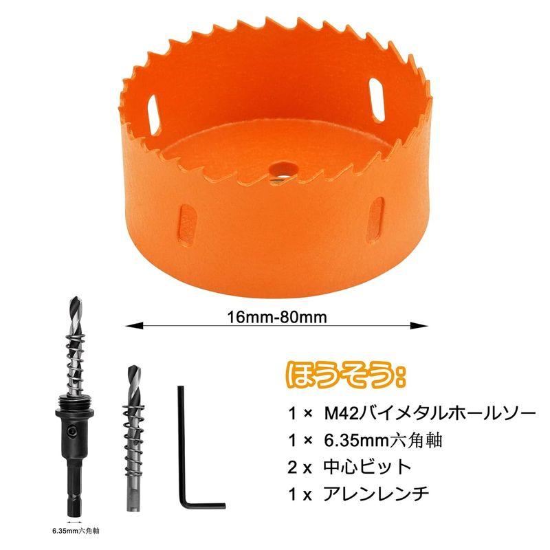 NUIBBYED ホールソー バイメタル ドリルビット 電動ドリルツール