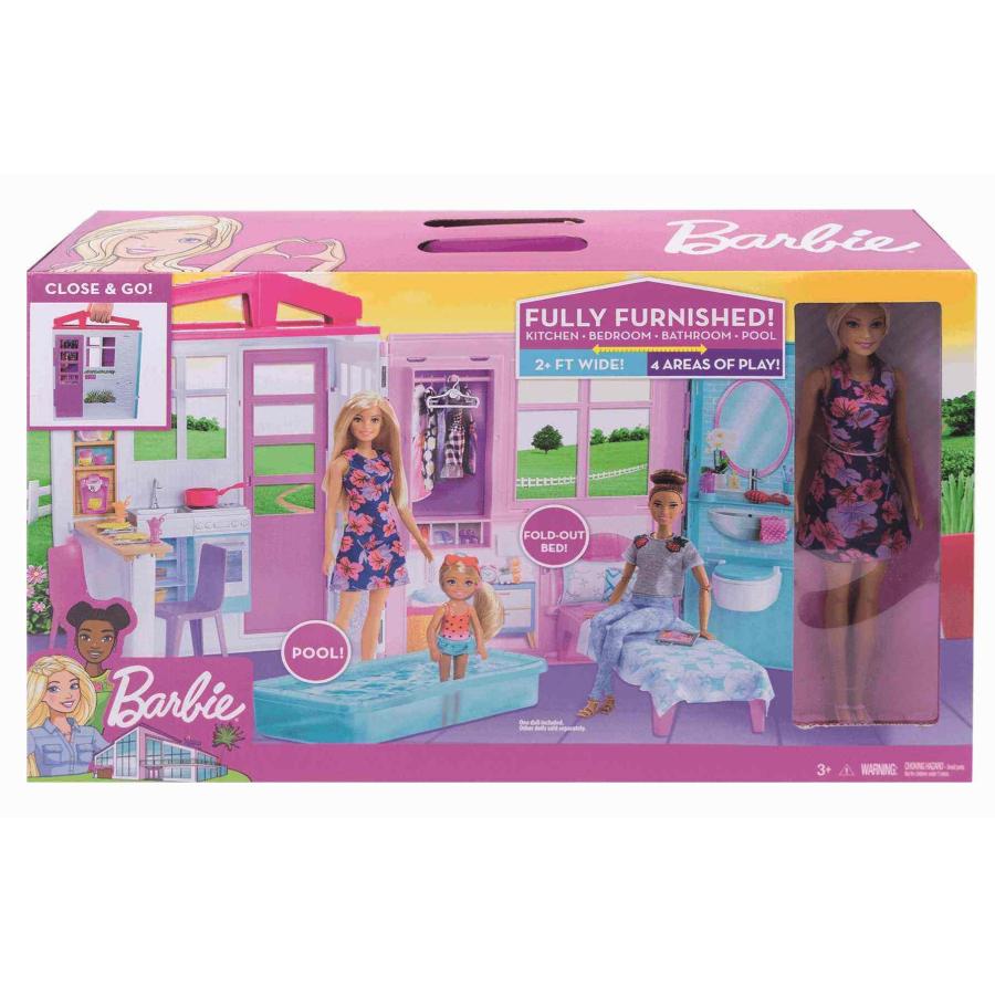 バービー(Barbie) かわいいピンクのプールハウス 着せ替え人形