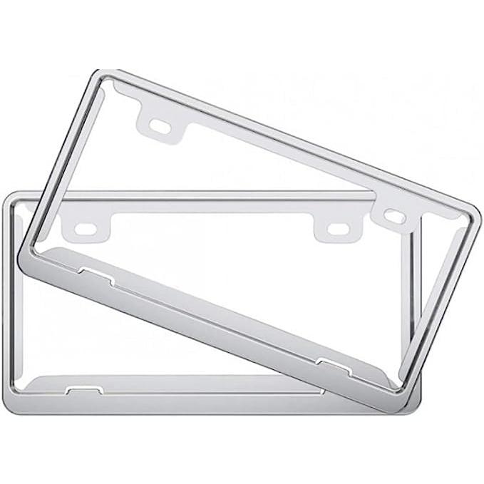 即納品 車用 ナンバープレートフレーム 2枚 シルバーメッキ 普通車 軽自動車適用 車外用品 の商品画像